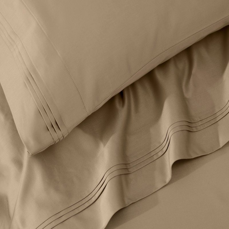 Aldin 650 Thread Count Certified Certified Egyptian Cotton Solid Color Pillowcase Set, Taupe, Standard