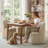 Lyra Upholstered Armless Side Wingback Dining & Vanity Chair with Hidden Metal Casters