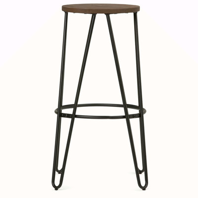 24" Metal Counter Height Stool With Wood Seat