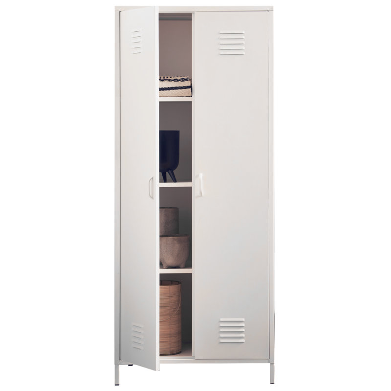 Abdul-Raheem 2 Door Steel Wardrobe, White