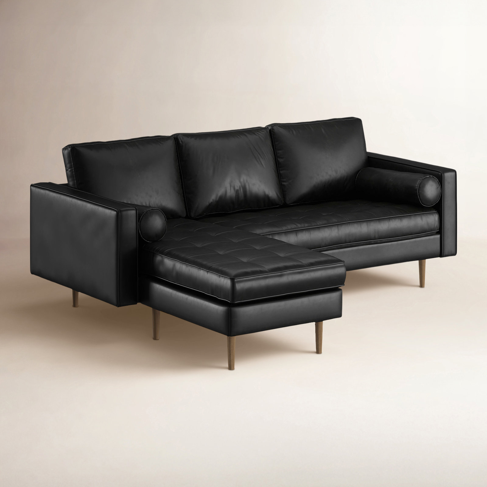 Pritchett Sectional, Midnight Black Vegan Leather