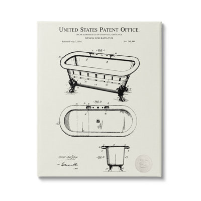 " Vintage Tub Bathroom Diagram " by Karl Hronek