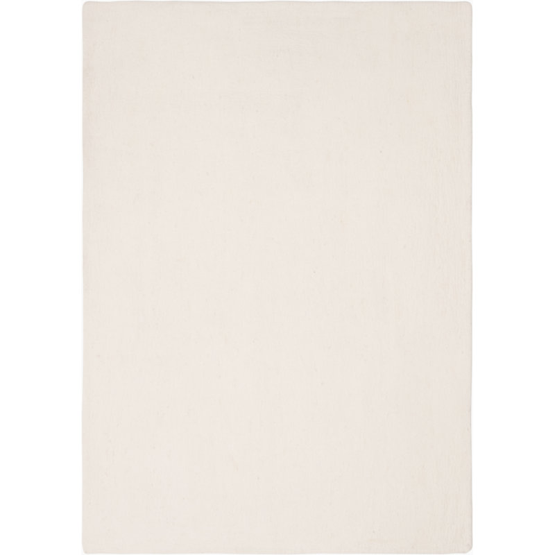 Solid Colour Wool Hand Woven Shag Area Rug, Rectangular 70 x 100cm