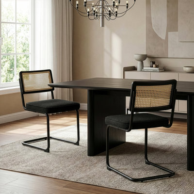 Boucle Low Rattan Back Side Chair
