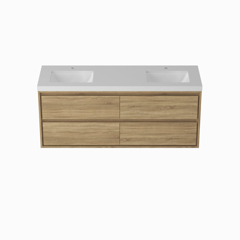 Meubles-lavabos en bois de qualité supérieure avec lavabos doubles, armoire de salle de bain moderne et lavabo