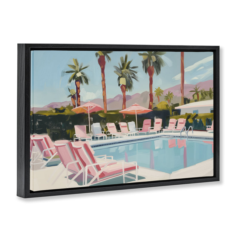  Toile flottante encadrée Palm Springs par Arlington Prints, H 17 po x l 25 po, Cadre flottant noir de jais