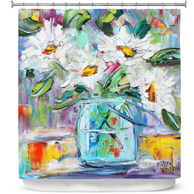 Rideau de douche simple marguerites