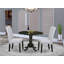 L'ensemble 3 pièces de table de cuisine et chaises comprend une table de salle à manger ronde avec Dropleaf et 2 chaises de salle à manger Parsons en tissu gris, 42 x 42 pouces, noir-38640243-38640242-124508002
