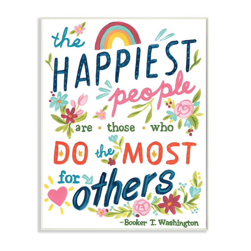 Traduction libre «Happy People Do Most for Autres» par June Erica Vess - Art textuel, H 19 po x l 13 po, Plaque murale