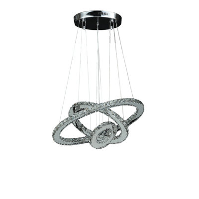 Petit lustre à télécommande à intensité réglable en cristal blanc pur à 11 anneaux de 11,8 po à 47,2 po Eira