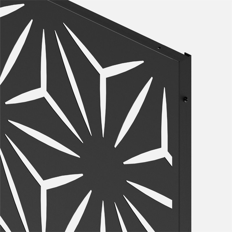Star Pattern Black Steel Outdoor Privacy Screen