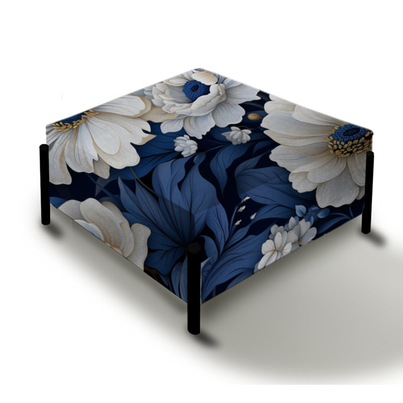 Icy Blue Snowy White Flowers Scenery - Grand repose-pieds carré floral
