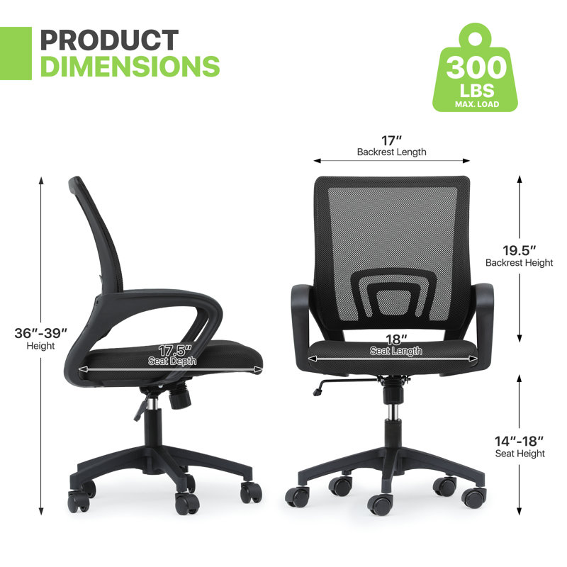 Ergonomic Swivel Home Office Chair Adjustable Lumbar Support, Height, and Tilt Function, Comfortable Design for All-Day Productivity