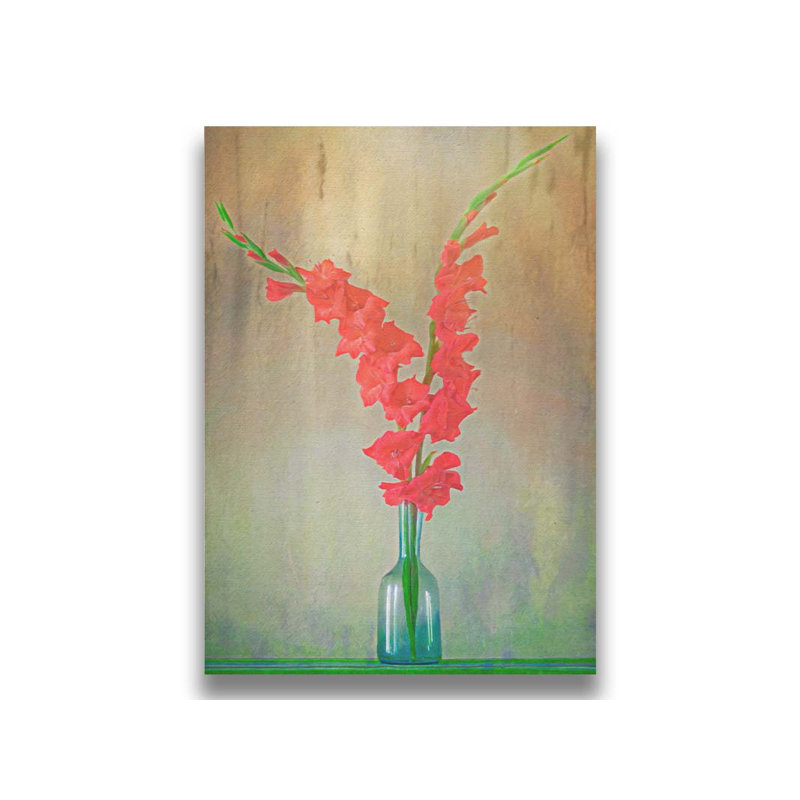 Gladiola Hola par Hal Halli. Estampe numérique, H 40,5 po x l 32,5 po, Impression encadrée sans passe-partout, Brun