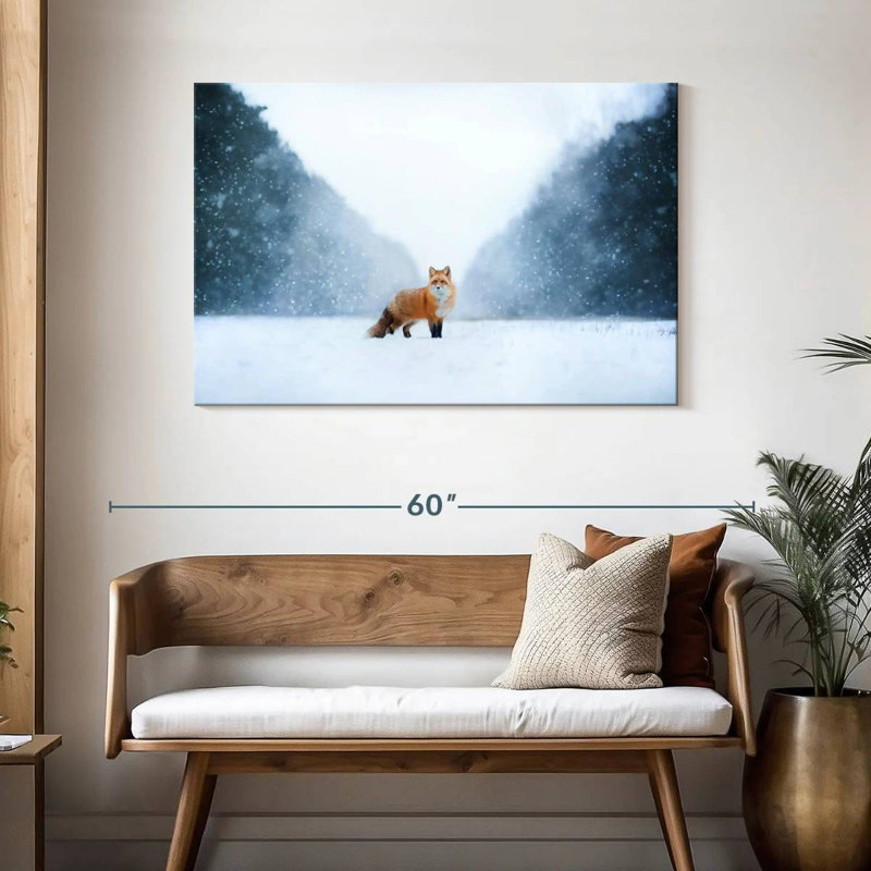 Brampt Red Fox In The Snow, 30" H x 45" W