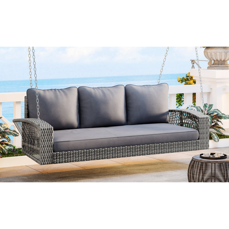 Balancelle de patio grise de 69 po avec coussins et 3 coussins - toutes saisons, à 3 places et confortable pour le jardin