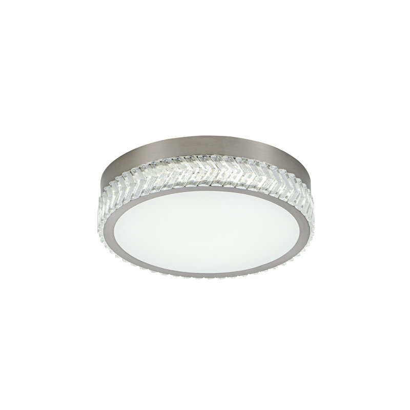 Plafonnier encastré à chevrons - Nickel brossé - 15,75 po de diamètre, L 15,75 po