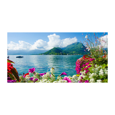 Flowers By The Lake - No Frame Print on Canvas