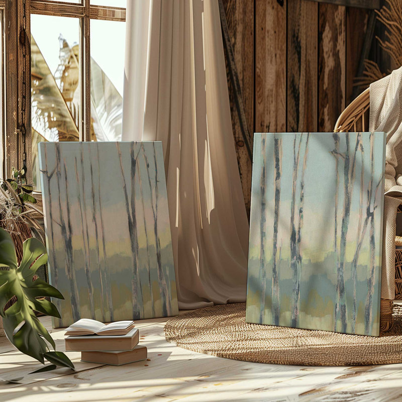 Gentle Light Between Trees Set of 2, 18" H x 24" W, Wrapped Canvas