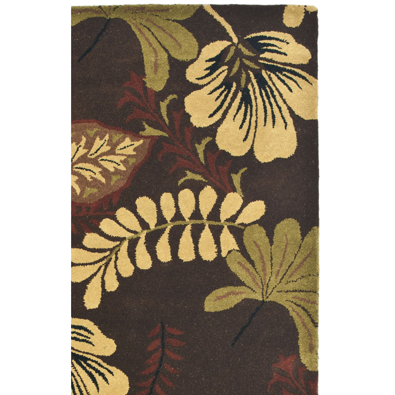 Jalayiah Jardin Hand Tufted Wool Floral Rug, Rectangle 5' x 8'