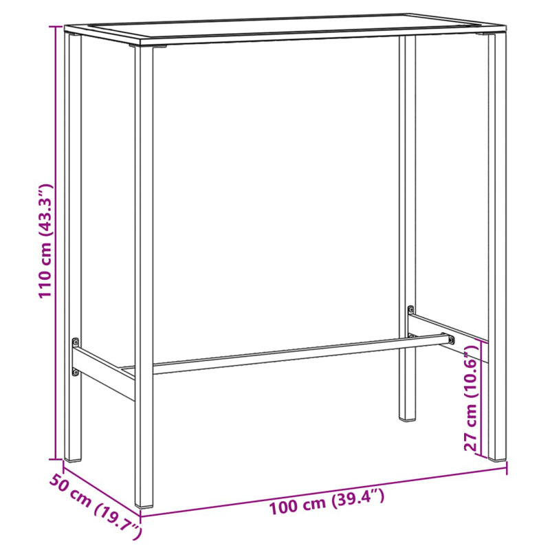 Rectangular 100cm L Outdoor Standing Height Table