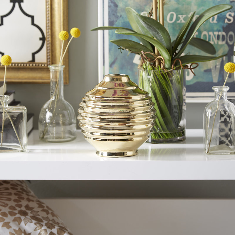 Baltz Stoneware Table Vase, Gold