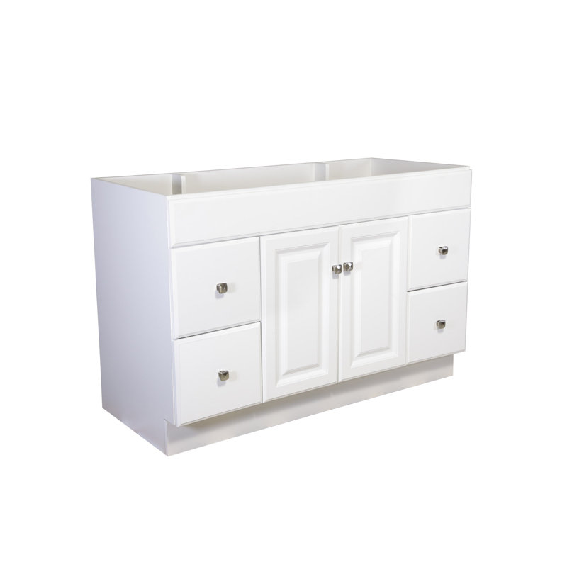 Meuble-lavabo de 48 po Wyndham, prêt à assembler, bois massif, blanc