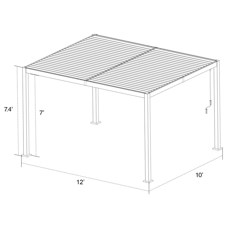 White Aluminum 10'x12' Outdoor Louvered Pergola with Adjustable Roof
