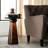 Glass & Marble Accent Table with Tapered Base Modern Side Table for Living Room, Bedroom, Office & Home Decor 20" Brown.