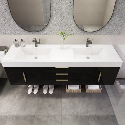 Edinger 70.8'' Double Bathroom Vanity with Acrylic Top