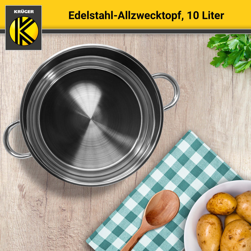 Karl Kruger 20L Stainless Steel Stock Pot, 10 L