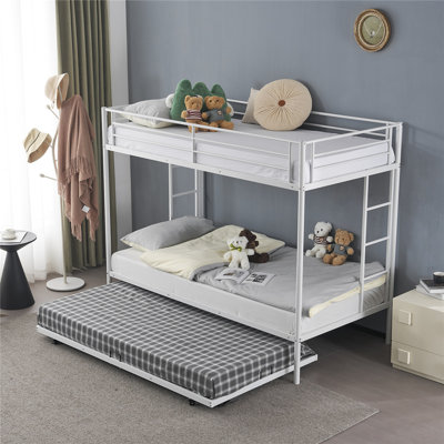 Twin Over Twin Bunk Bed With Trundle, Triple Bunk Beds