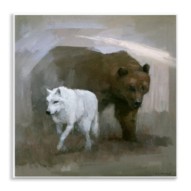 Wolf & Bear Impression Wall Plaque Art by Stephen Mitchell