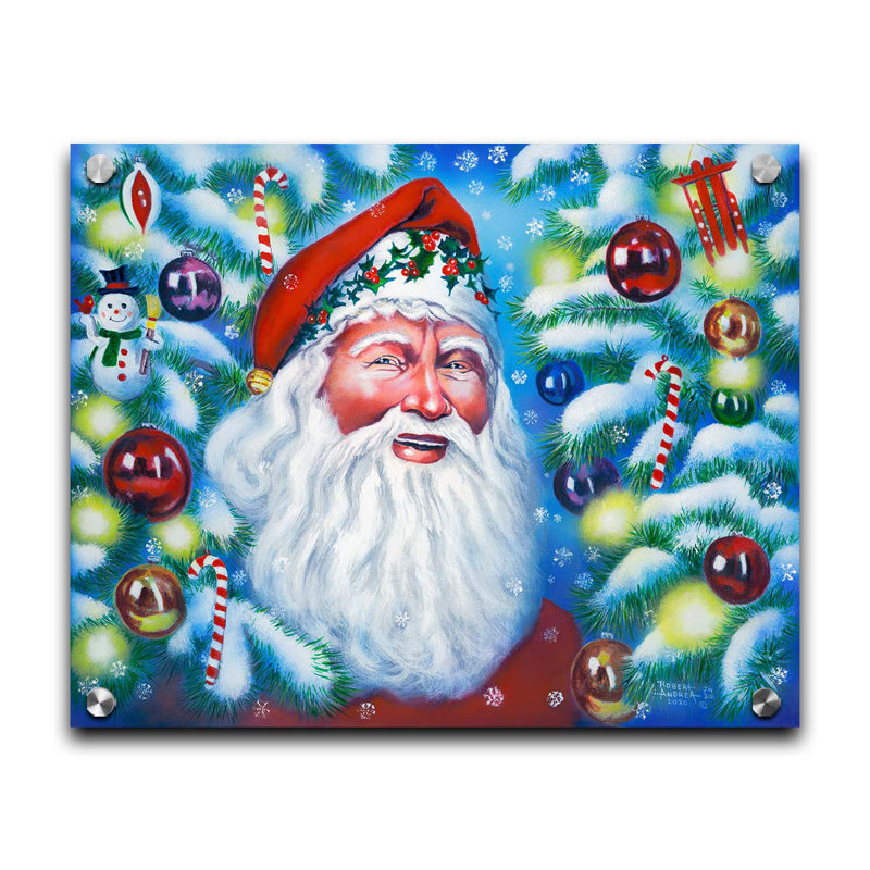 «Holly Jolly Santa» par Robert Andrea, H 8 po x l 10 po x P 1 po, Métal