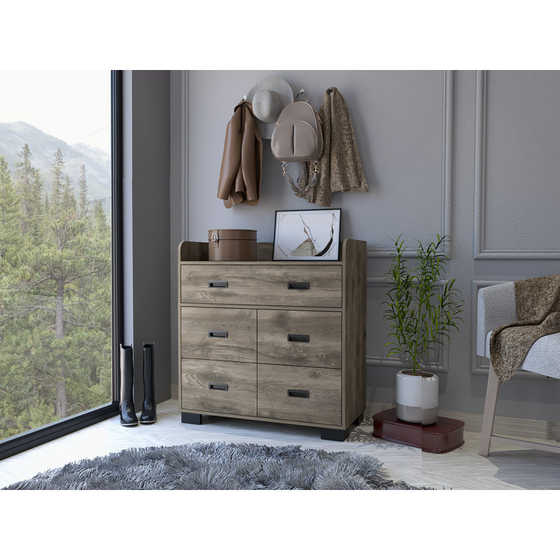 Fynnleigh 33.46'' W 5 - Drawer Dresser, Dark Brown