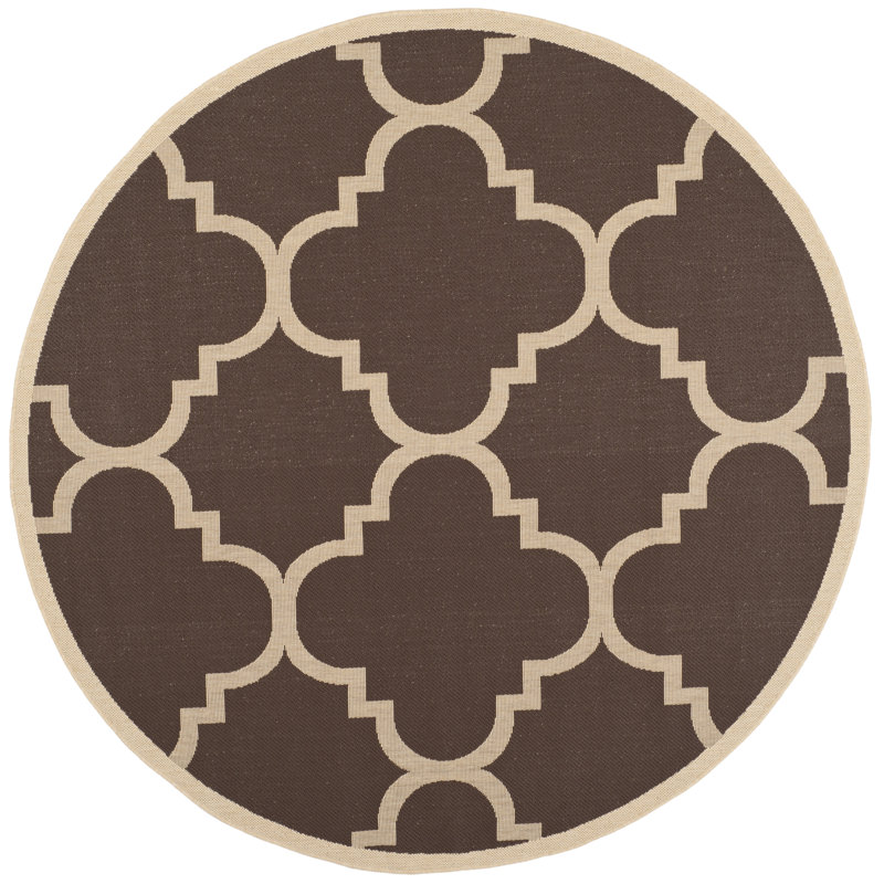 Tapis d'intérieur / extérieur à motif géométrique Courtyard Performance, Rond 6 pi 7 po