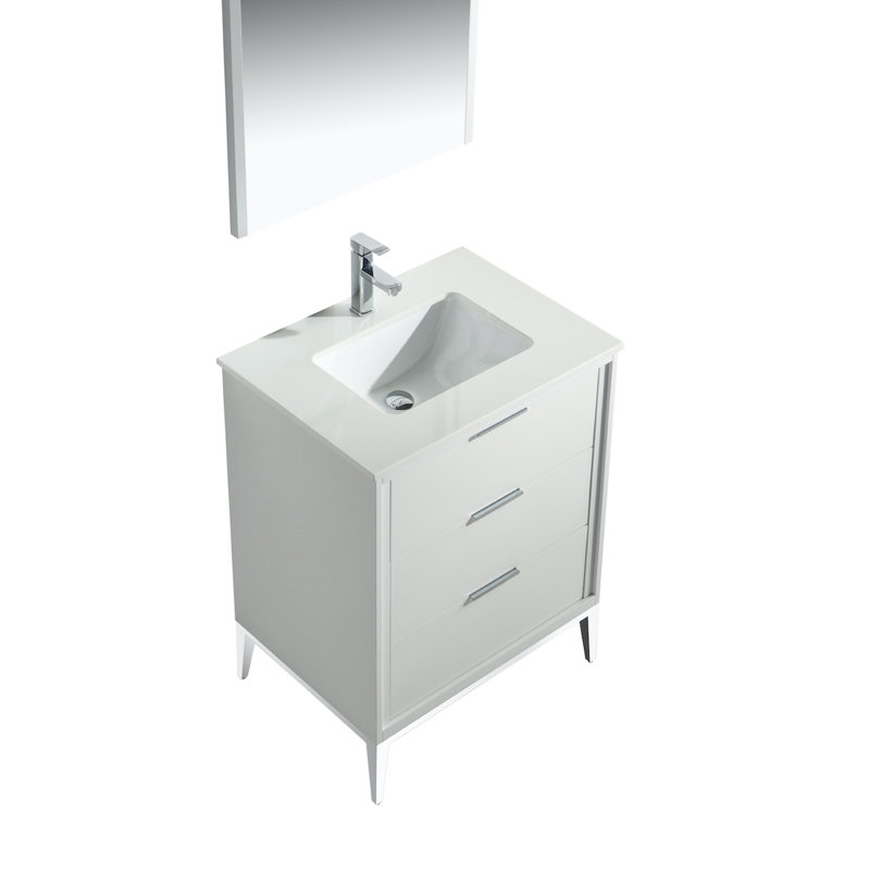 Brooksby Single Bathroom Vanity Set, White, 24"