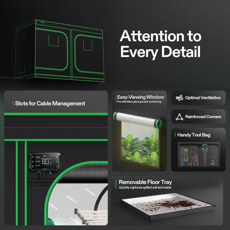 120"x60"x80" Grow Tent with Observation Window and Floor Tray for Hydroponics Indoor Plant