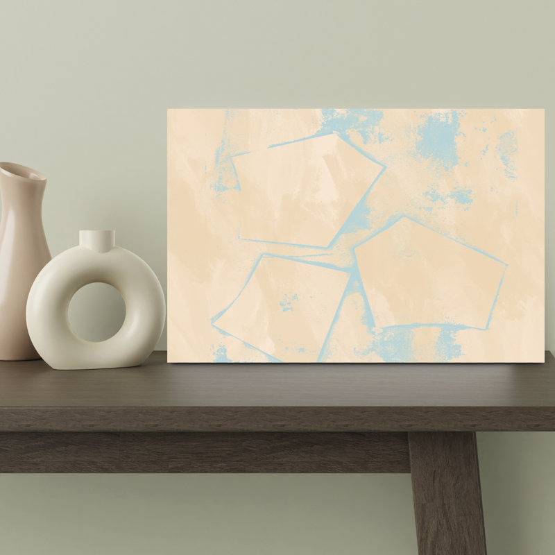 Abstrait formes pastel bleu et blanc abstrait contemporain paysage nature art mural, H 18 po x l 12 po