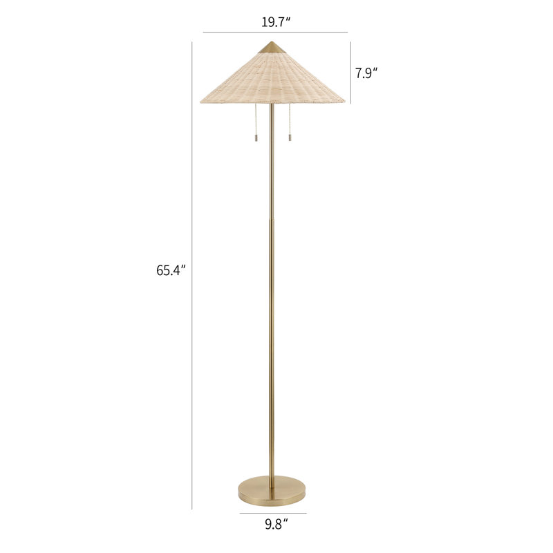 65.4" 2-Light Floor Lamp with Cone-Shaped Shade