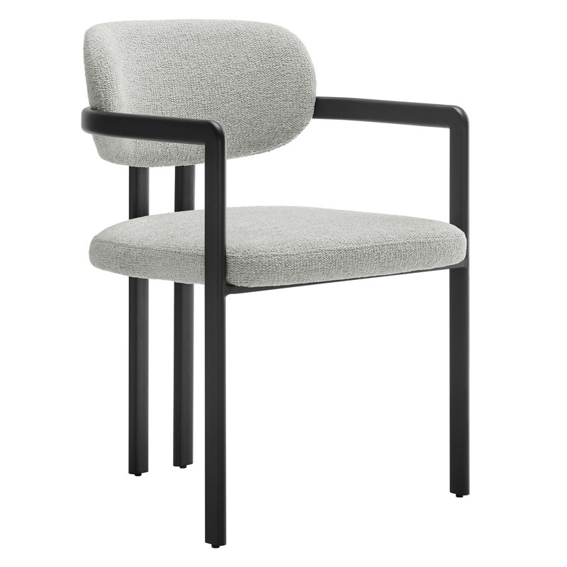 Elio Barrel Fabric And Metal Dining Chair, Dove Gray