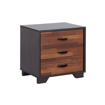 Table de chevet moderne et noyer avec 3 tiroirs - 3 pièces de décoration de salon