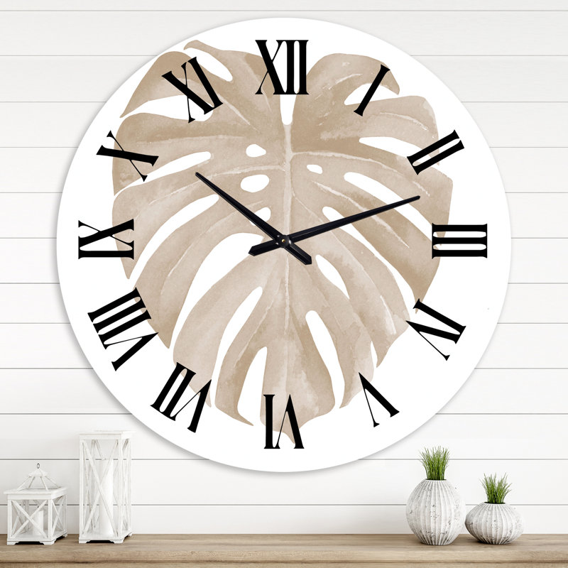 Horloge murale traditionnelle ivoire Pastel Monstera, Grand