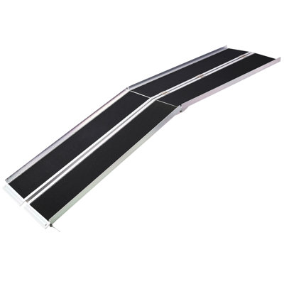 Rampe de fauteuil roulant 10 pi, rampe en aluminium Threhold, portable et pliable, capacité de 600 livres, surface antidérapante, deux pièces séparées, pour la maison, les marches, les escaliers, les portes