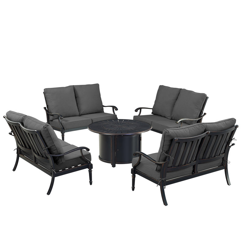 Paikea Outdoor 6 - Piece Conversation Set, Black