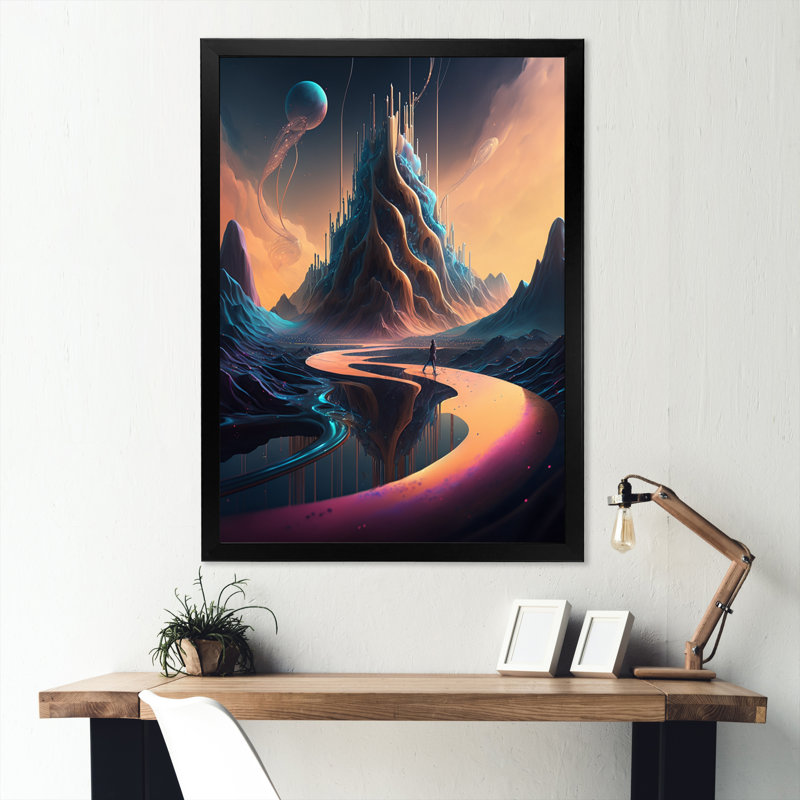 " Moon Eclipse Desert Landscape I ", Black Framed, 44" H x 34" W x 1.5" D