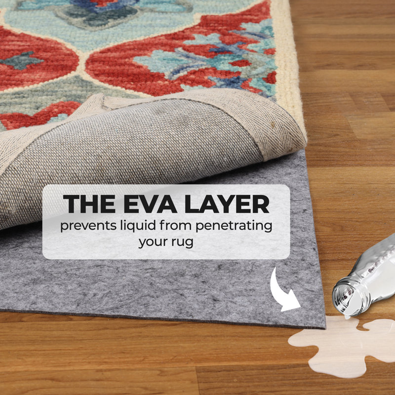 Sous-tapis antidérapant en polyester Pennee, Tapis de couloir 2 pi 8 po x 8 pi, Neutral Grey