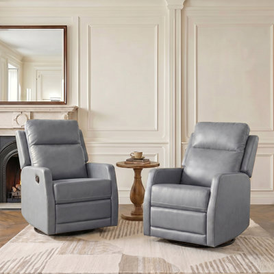 Giselle 26.5" Wide Manual Swivel Rocker Recliner with Metal Base