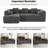 Grey Sectional Couch For Home, 101.2". Modular Design With Deep Seating. Full Foam Comfort. Smooth Curved . 3 Square & 2 Bolster Pillows. Back. American Inspired Design. 50.4" Width. 27.2" Height.-1816931807