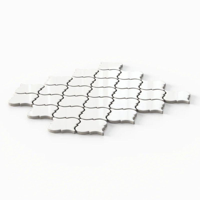 White 12x12 Glossy Porcelain Lantern Mosaic Tile 2" - Kitchen Backsplash & Bathroom Wall Tile